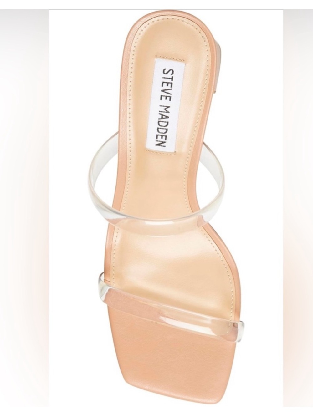Steve Madden Lilah Heeled Sandal in Nude with Clear Straps